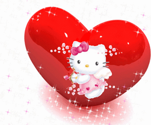 Gif animé coeur Hello Kitti